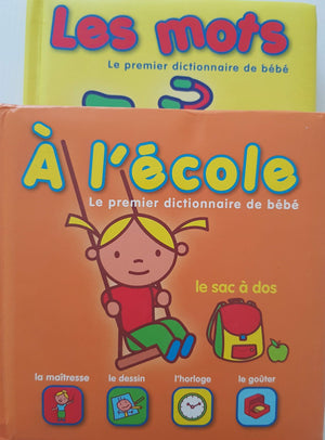 2 Livres: Les mots, À l'école les premier dictionairre de bebe Like New Not Applicable  (4593184997431)